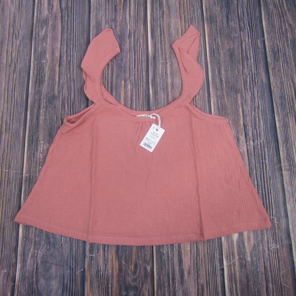 Marine Layer New Nwt Womens Large Rosette Pink Jude Flutter Sleeve Tank Top